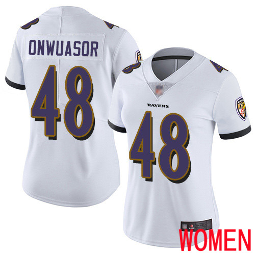 Baltimore Ravens Limited White Women Patrick Onwuasor Road Jersey NFL Football #48 Vapor Untouchable->women nfl jersey->Women Jersey